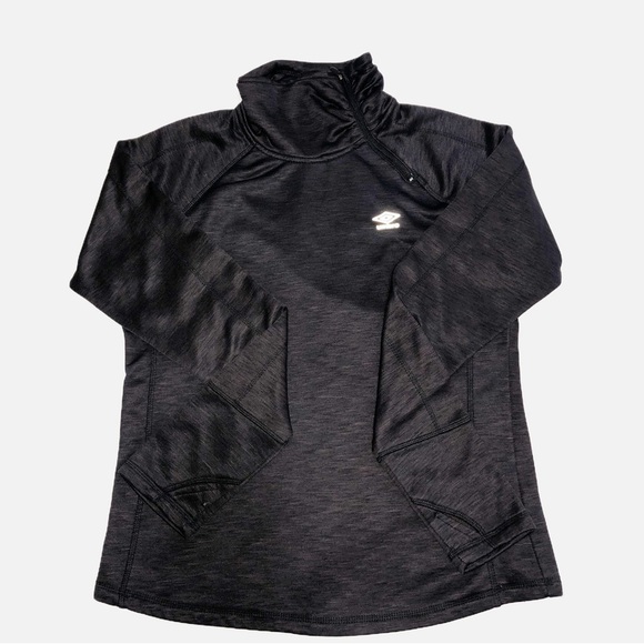 Umbro Womens Funnel Neck Side Zip Fleece Lined Sweatshirt L Thumb Holes Black - Picture 4 of 10